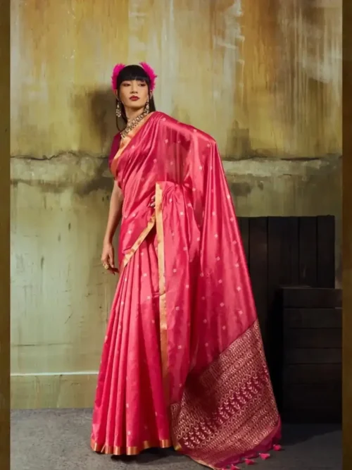 Pink Banarasi Silk Handloom Weaving Saree
