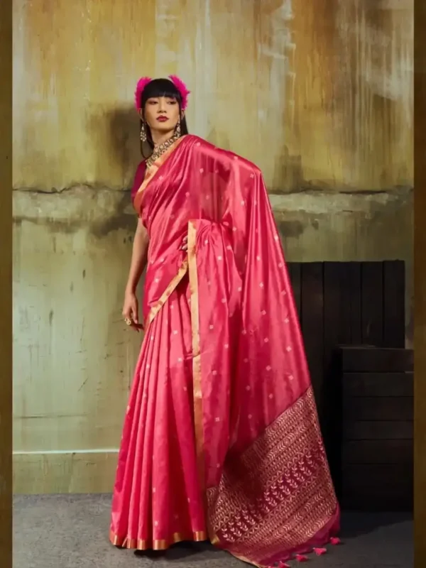 Pink Banarasi Silk Handloom Weaving Saree