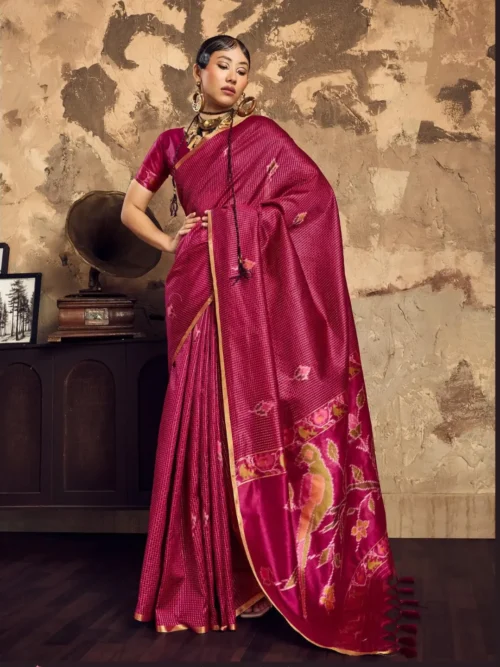 Handloom Weaving Silk Festival Saree 1 Maroon Silk Festival Saree