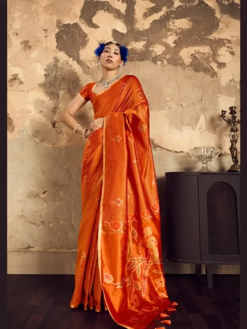 Orange Silk Festival Saree