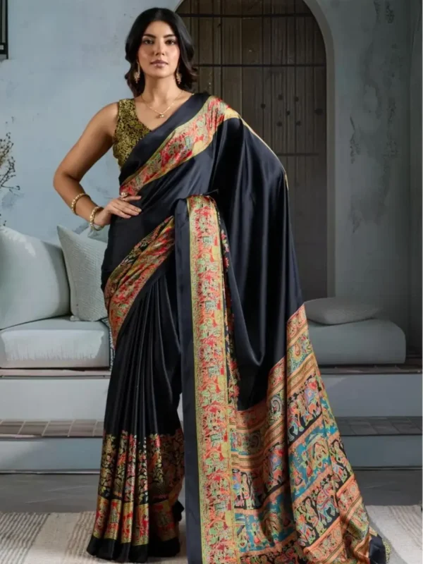 Modal-silk (16) Premium Blue Modal Silk Saree