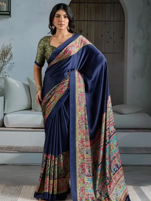 Navy royal Blue Modal Silk Saree