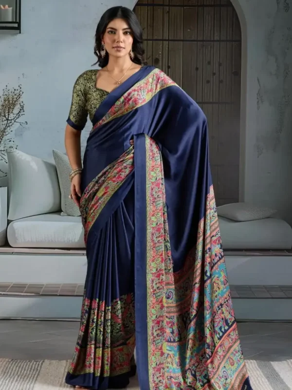 Modal-silk (17) Navy royal Blue Modal Silk Saree