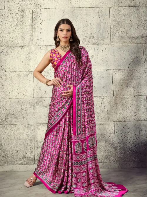Pink Modal Silk Saree
