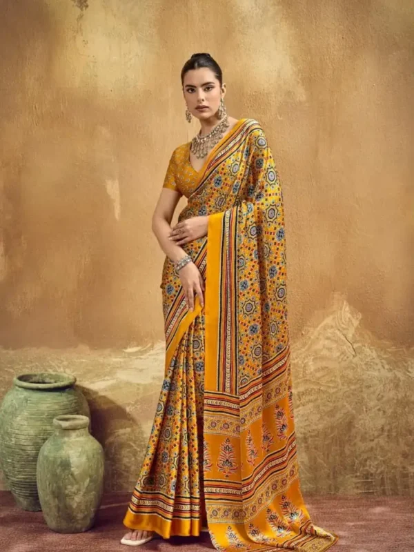 Yellow Modal Silk Saree