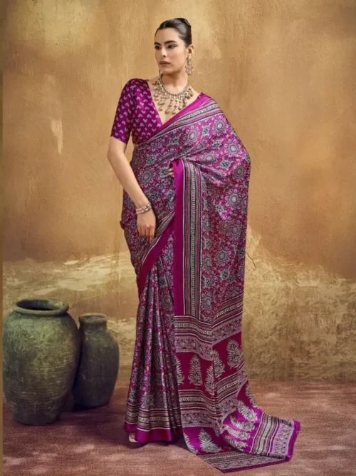 Modal-silk (9) Purple Modal Silk Saree