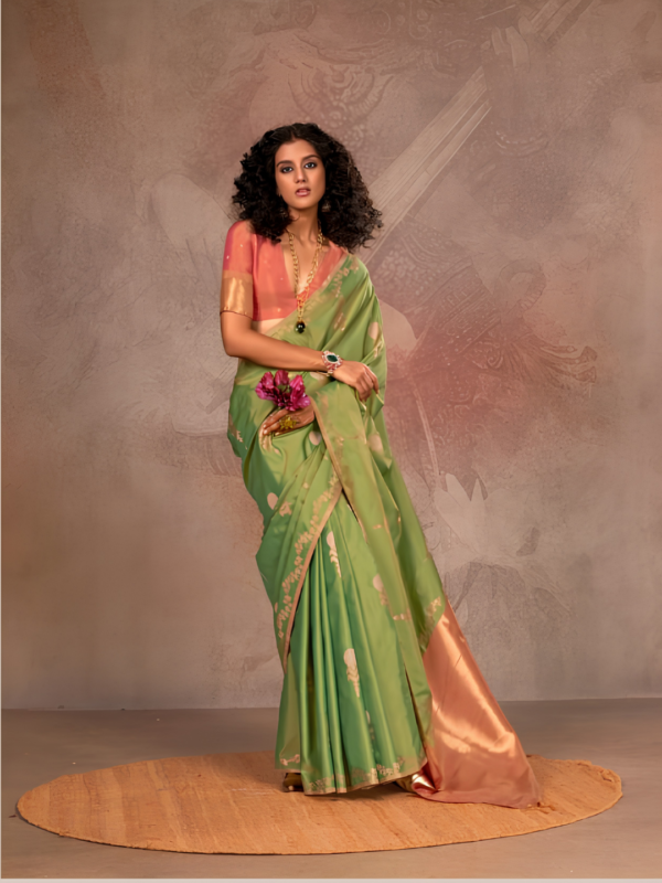 Green & Pink Two Tone Silk Saree