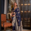 Dark Blue Pure Georgette Saree
