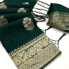 Untitled design (14) Dark Green Pure Georgette Saree