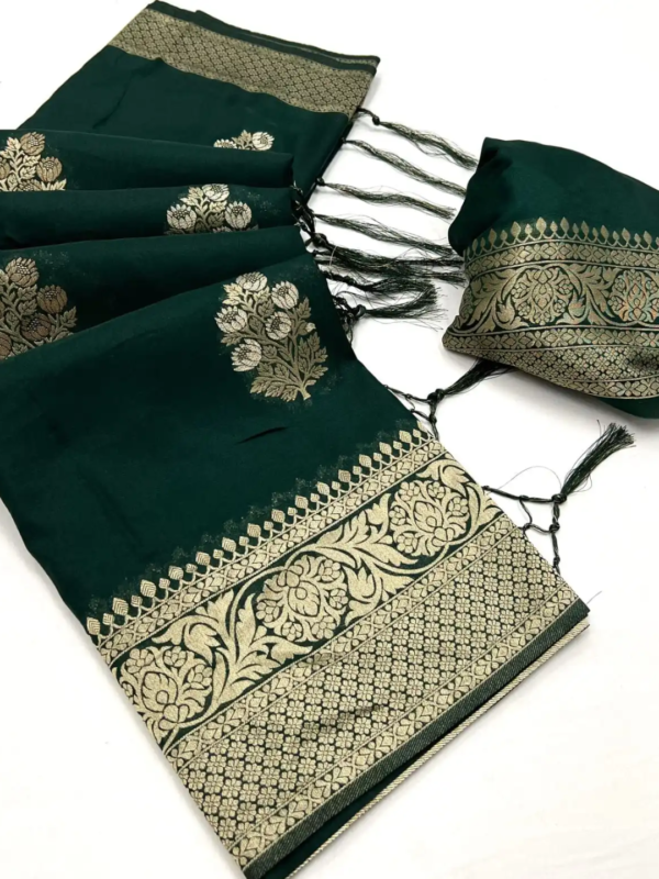 Untitled design (14) Dark Green Pure Georgette Saree