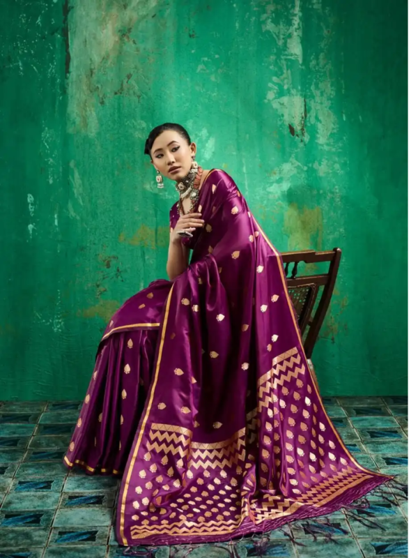 Purple Satin Silk Saree Purple Satin Silk Saree