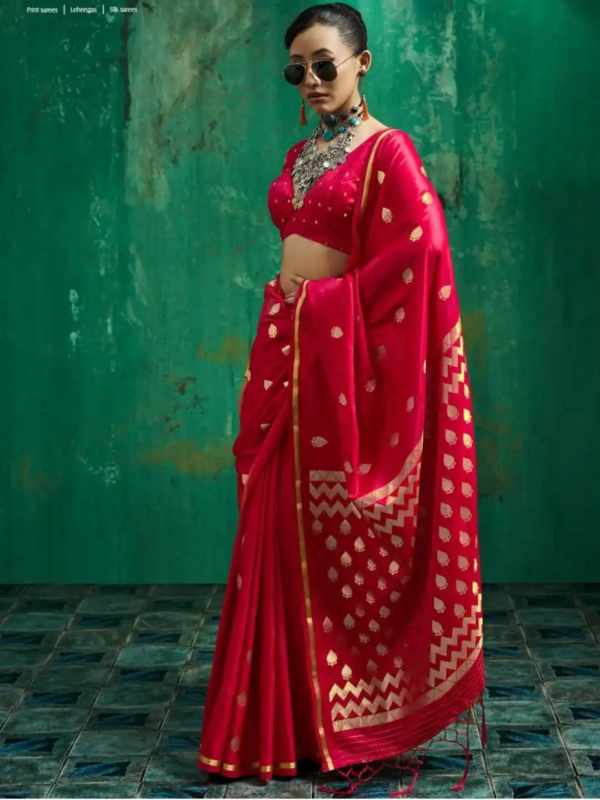 Rani Pink Satin Silk Saree Rani Pink Satin Silk Saree