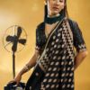Black & Gold Satin Silk Saree