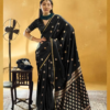 Black & Gold Satin Silk Saree