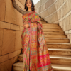 Brown Multicolor Kashmiri Saree