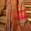 Brown Multicolor Kashmiri Saree