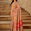 Cream Multicolor Kashmiri Saree