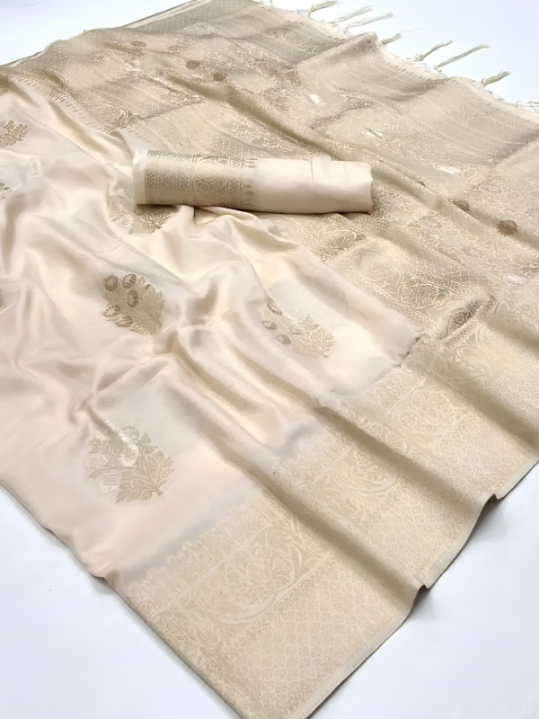 Untitled design (5) Royal White and Golden Pure Georgette Saree
