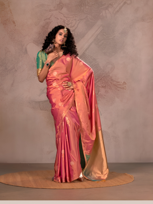 Pink & Green Two Tone Silk Saree Pink & Green Two Tone Silk Saree
