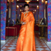 Orange Zari Handwoven Silk Saree
