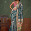 Slate Blue Tissue Paithani Saree