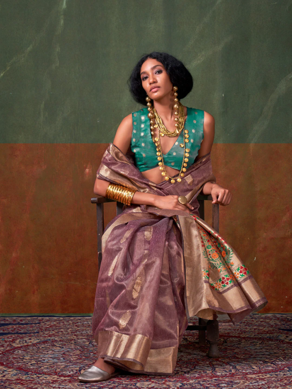 Dusty Mauve Tissue Paithani Saree Dusty Mauve Tissue Paithani Saree