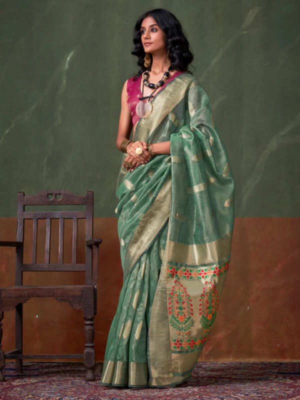 Green Paithani Tissue Saree Green Paithani Tissue Saree