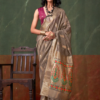 Grey Paithani Silk Saree
