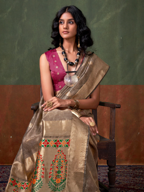 Brown Tissue Paithani Saree