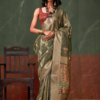 Olive Green Tissue Paithani Saree