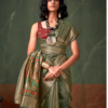 Olive Green Tissue Paithani Saree