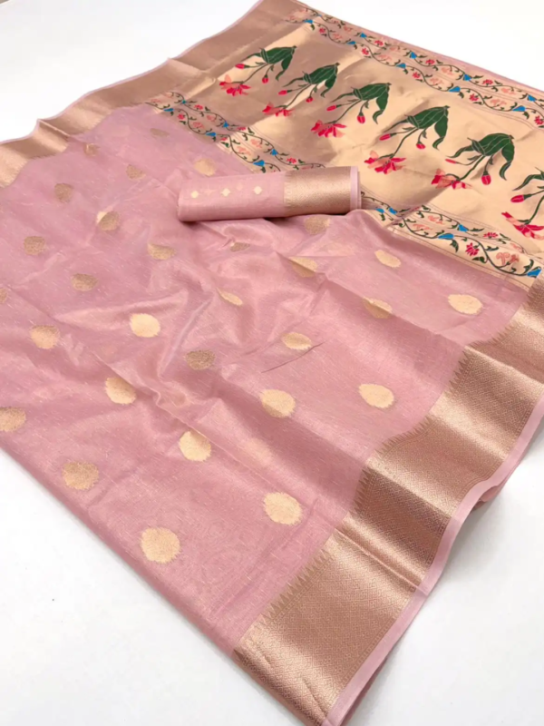 Baby Pink Tissue Paithani Saree