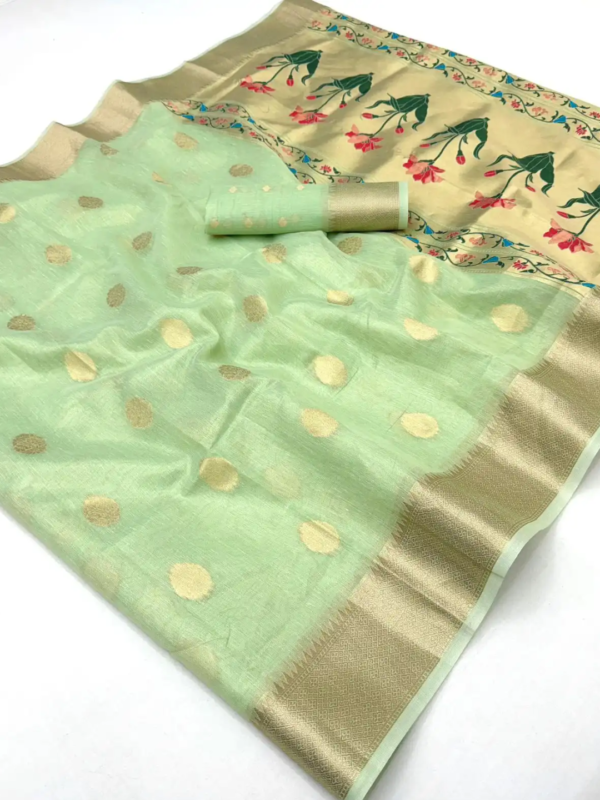 Sea Green Tissue Paithani Saree