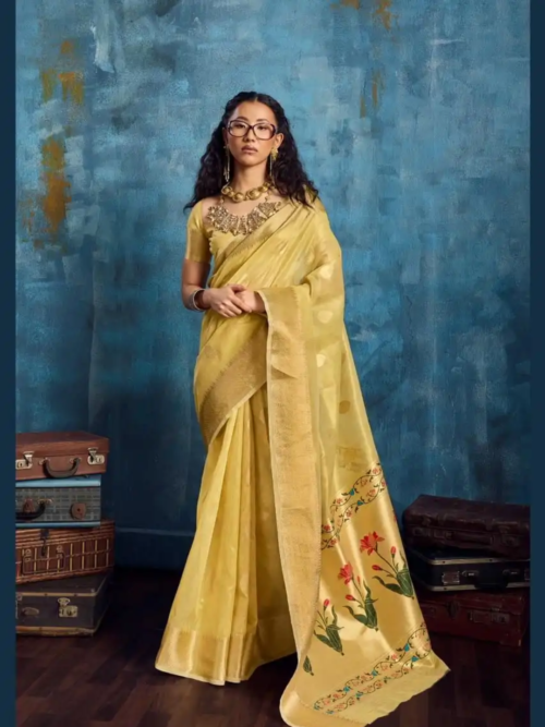 Yellow Tissue Paithani Saree