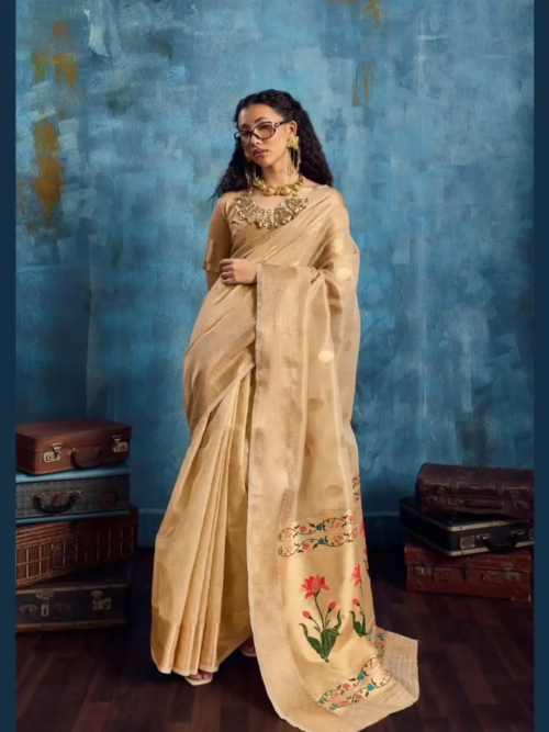 Golden Tissue Pithani Saree