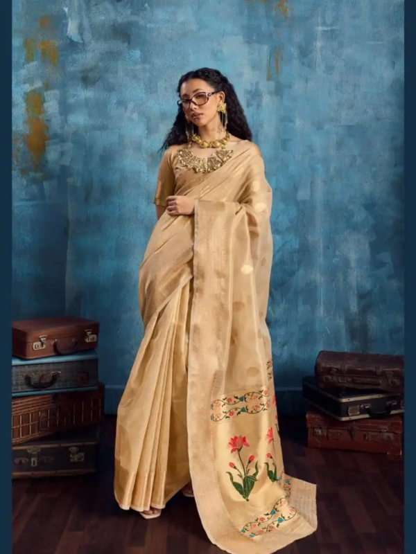 Golden Tissue Pithani Saree