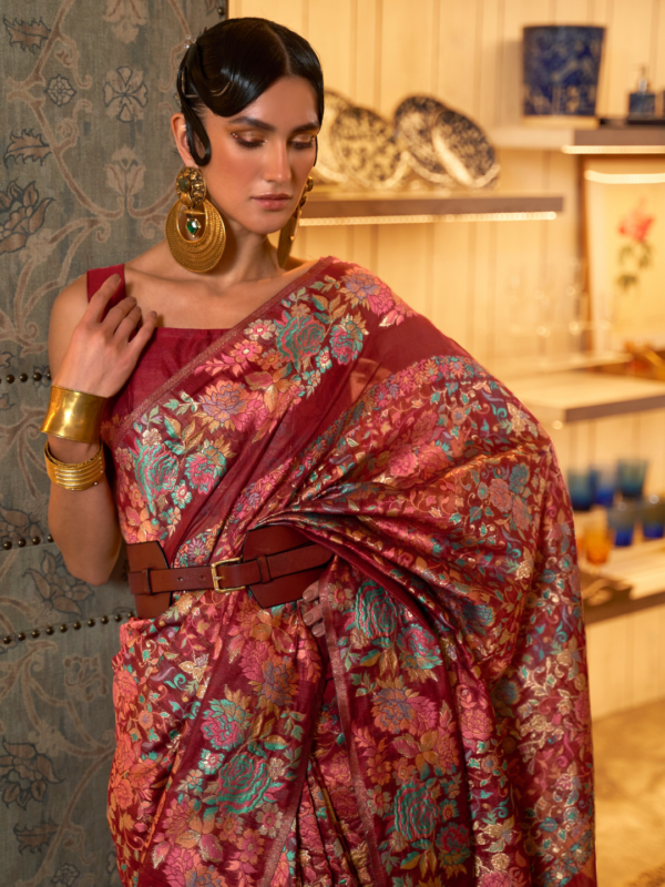 Red Pashmina Saree