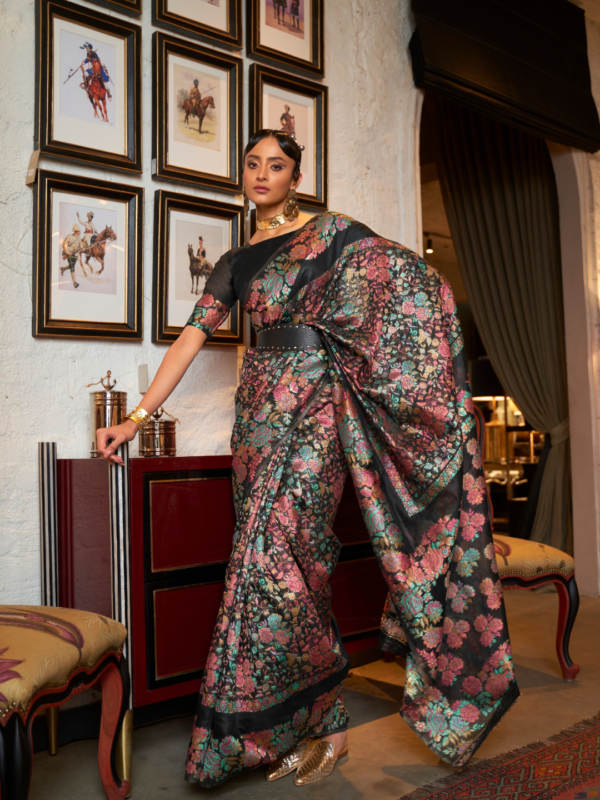 Black Pashmina Kashmiri Saree Black Pashmina Kashmiri Saree