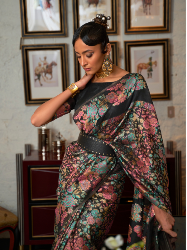 Black Pashmina Kashmiri Saree Black Pashmina Kashmiri Saree