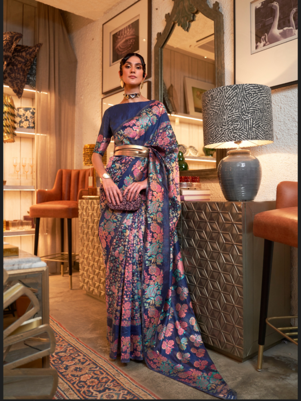 Dark Blue Pashmina Saree Dark Blue Pashmina Saree