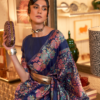 Dark Blue Pashmina Saree Dark Blue Pashmina Saree