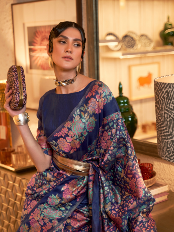 Dark Blue Pashmina Saree Dark Blue Pashmina Saree