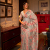 Nude Beige Floral Pashmina Saree