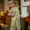 Sea Green Floral Pashmina Saree