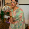 Sea Green Floral Pashmina Saree