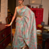 Sky Blue Floral Pashmina Saree Sky Blue Floral Pashmina Saree