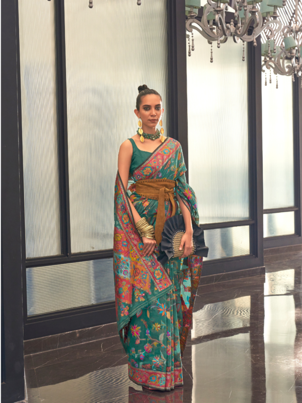 Dark Green Kashmiri Modal Saree Dark Green Kashmiri Modal Saree