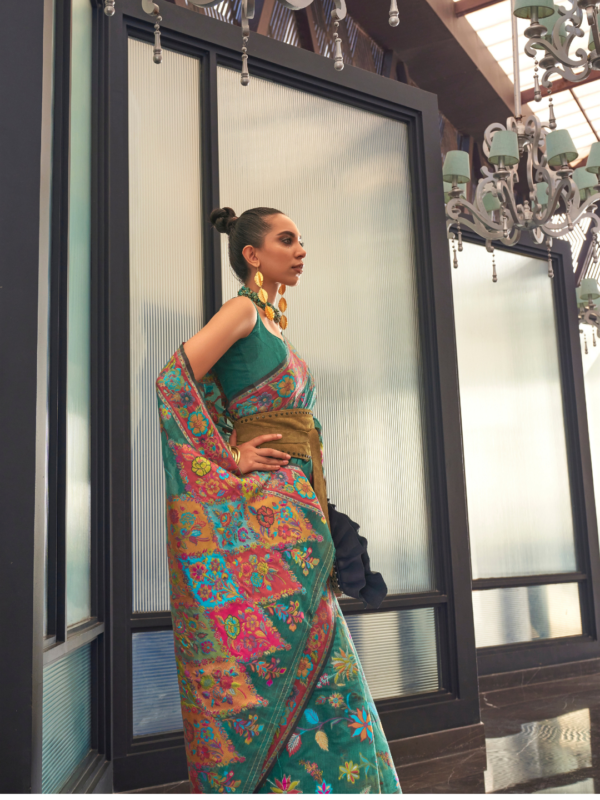 Dark Green Kashmiri Modal Saree Dark Green Kashmiri Modal Saree
