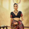 Black Multicolor Pashmina Weaving Saree