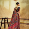 Black Multicolor Pashmina Weaving Saree